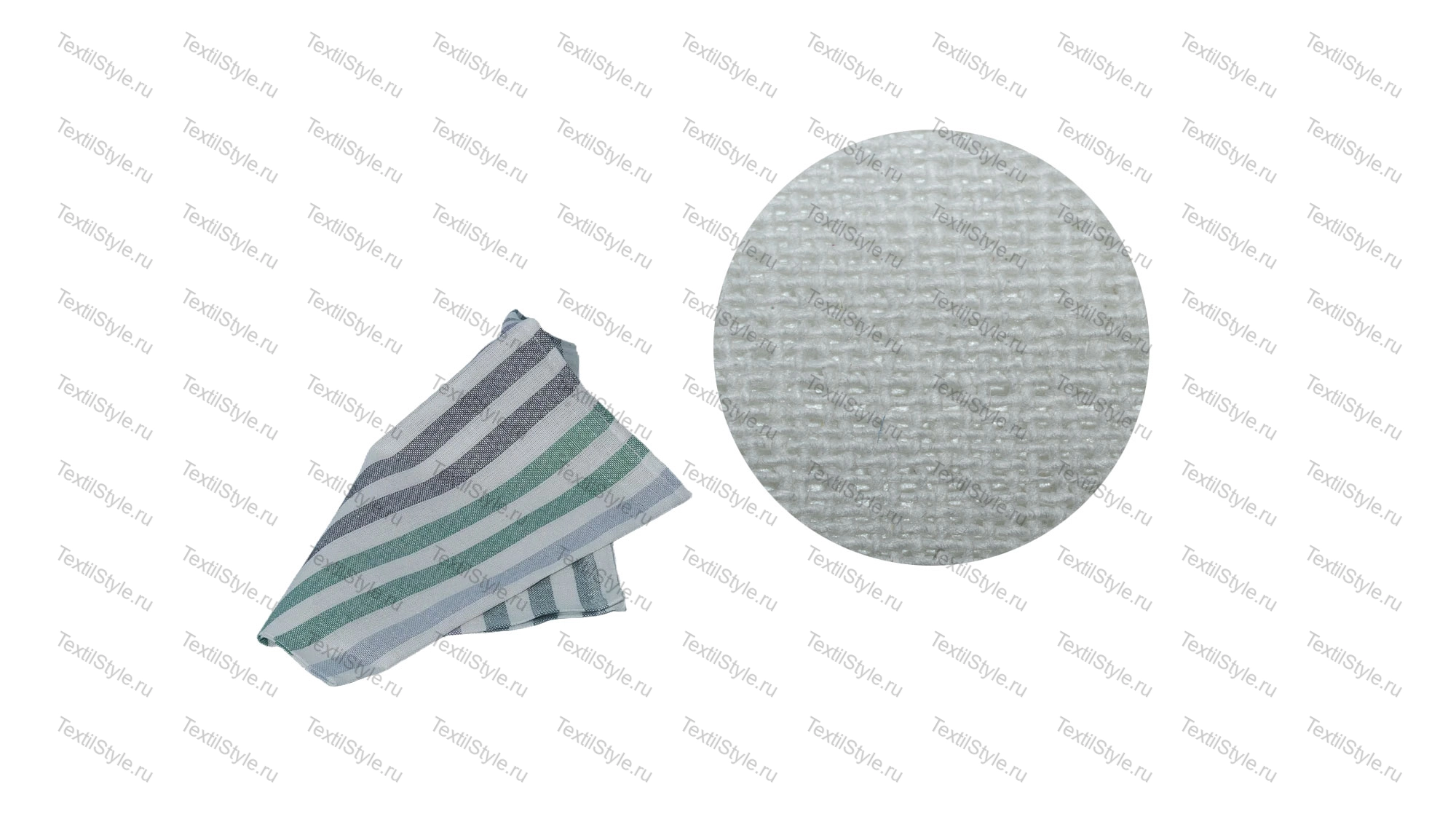 Фото льняного полотенца вместе с фото увеличенной структуры (ткани) из которой изготовлено это полотенце