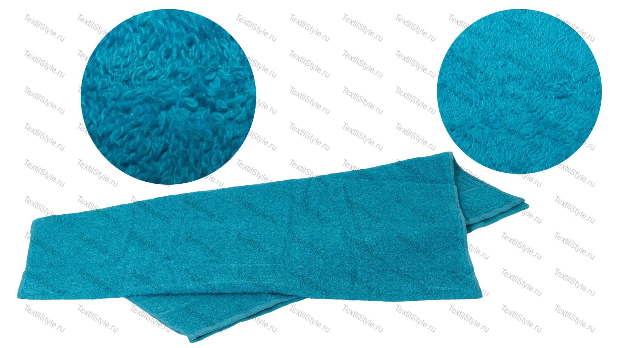 Фото махрового полотенца с детальным (увеличенным) фото структуры ткани